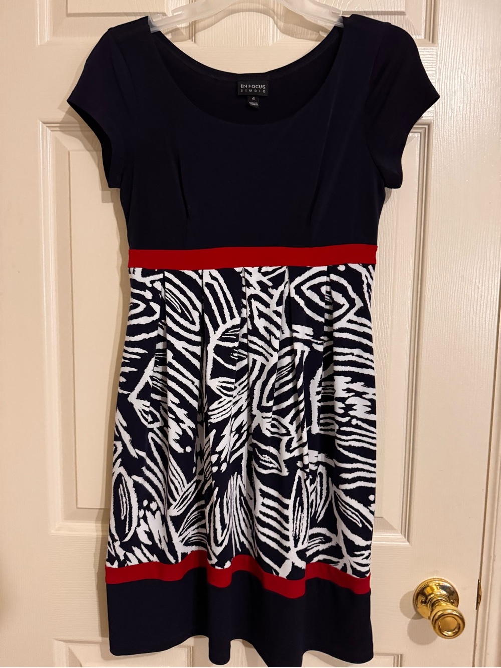 Enfocus Studio Navy, White and Red Patterned Girls Dress